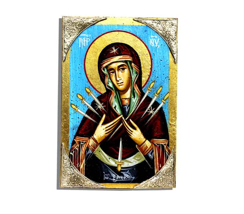Mother Mary 7 swords Icon | Silver