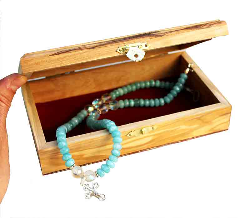 Olive wood rosary box